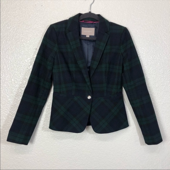 Banana Republic Tartan Plaid Blazer Size 4 - Picture 2 of 8